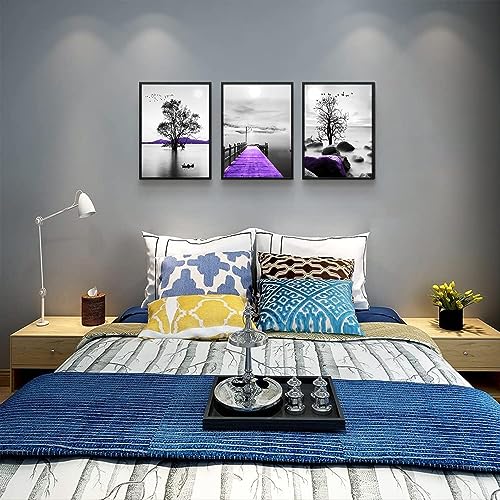 DZRWUBHS Wall Art, 3pcs 12x16in Black Framed Canvas, Modern Bathroom Wall Decor Painting, Abstract Wall Art for Living Room, Bedroom, Kitchen, Dormitory
