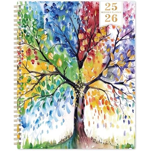 2025-2026 Monthly Planner - Monthly Planner from January 2025 - December 2026, 2025-2026 Monthly Planner 8.5'' x 11'', 2025 Planner with Double-Side Pocket, Monthly Tabs Cover