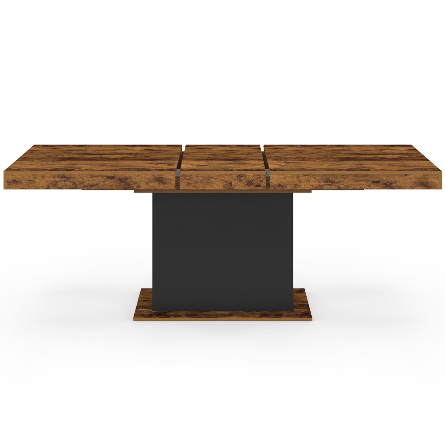 IDMarket - Tavolo da pranzo rettangolare allungabile EDEN 6-​10 persone Legno effetto antico e nero 160-​200 cm