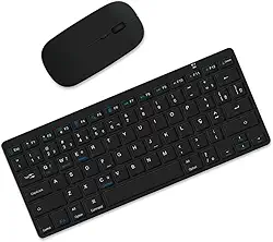 Kit Teclado e Mouse sem fio Bluetooth com Design Confortável, Durável, Para Tablet e Celular, Computador, Android, Note Layout ABNT2 Brasileiro (Preto)