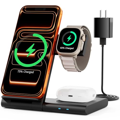 Chargeur sans fil 3 en 1 rapide pour recharger trois appareils Apple