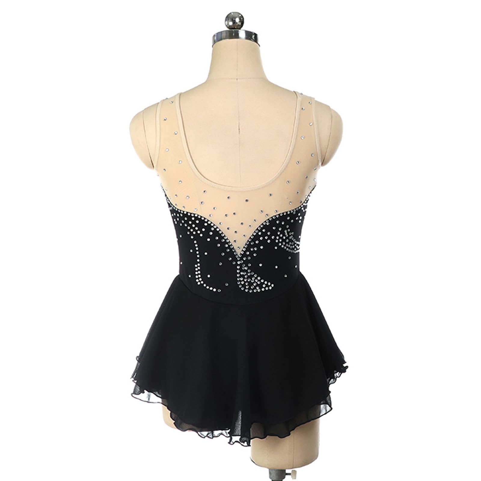 Maillot Patinaje Artístico Niña Vestido Brillante De Danza Ballet Maillot con Falda De Gimnasia Ritmica Disfraz Bailarina Niña,Light Blue,3XS