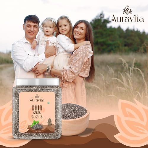 Image of Auravita Premium Chia Seeds 1KG |Rich in Calcium, Protein & Fibre | Beat the Heat | 100% Clean Chia Seeds for Eating | Antioxidant Rich Superfood for Smoothies, Salads & Baking