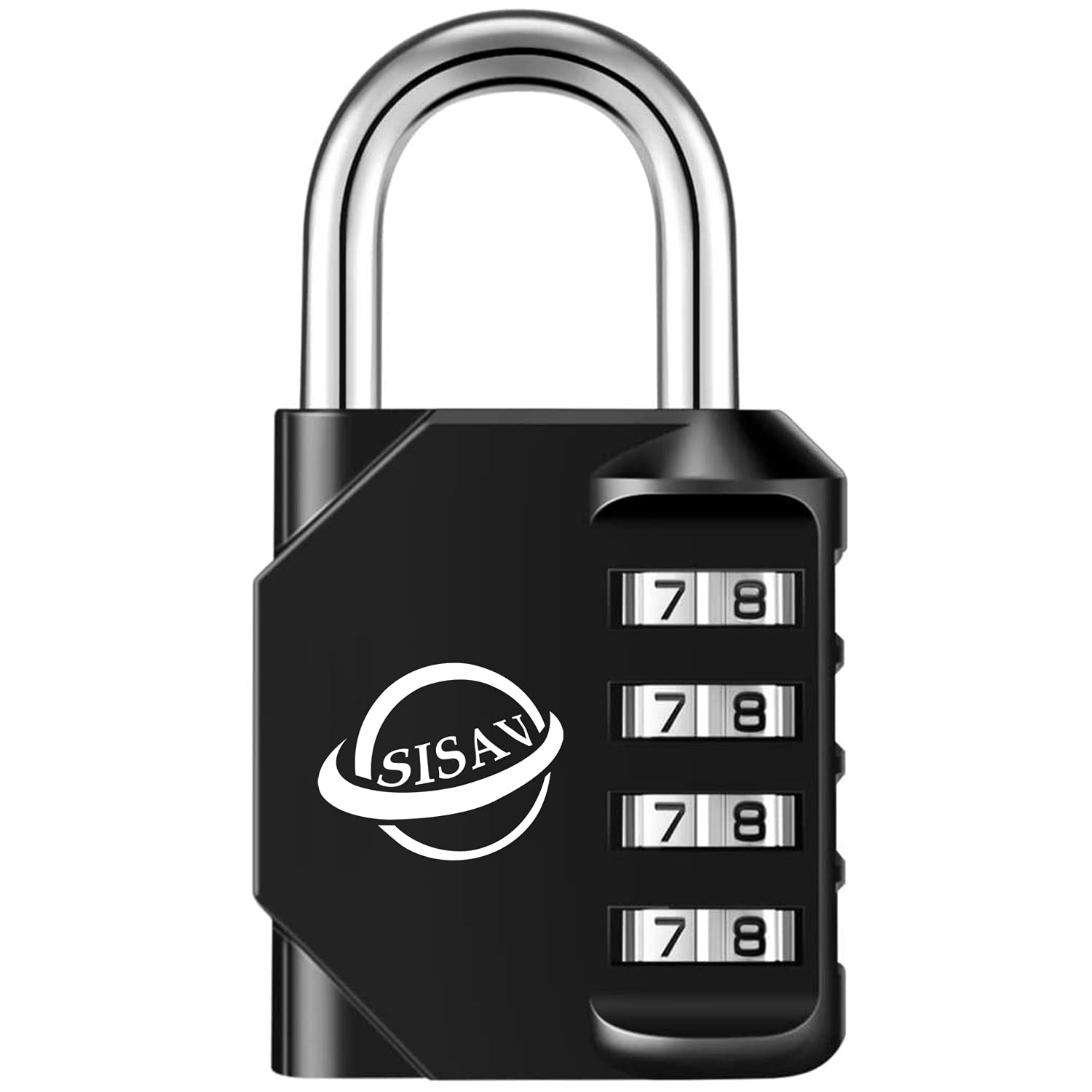 Sisav Black 4 Digit Combination Lock,Gym Padlock,Outdoor Combination Padlock,Suitable For School Lockers,Tool Boxes,Fences,Gate( 1Pack)