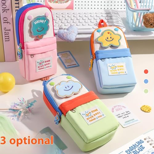 Image of Mini Backpack Pencil Case for Girls Cute Kawaii Pink Pen Pouch with 3D Cartoon Design, Large Capacity Multi Compartment Zipper Organizer, School Supplies Storage Bag for Kids Teens Makeup Use