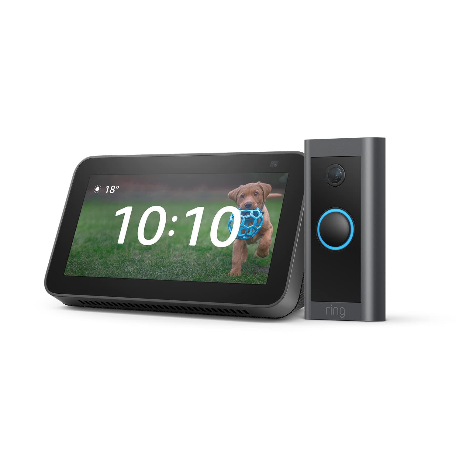 Ring Video Doorbell Wired by Amazon + Echo Show 5 Black