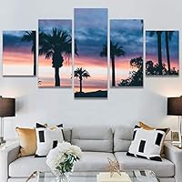SIGNWIN 5 Panel Canvas Wall Art Palm Tree for Home Decorations Ready to Hang - 60