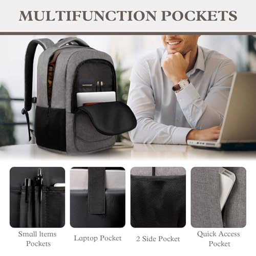 Image of 17 inch Travel Laptop Backpack, Airline Approved Computer Bag, Grey