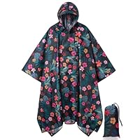 Royalotic Rain Coats for Men Adult Raincoat Reusable Waterproof Poncho Packable Festival Accessories Waterproof Ponchos (red flower)