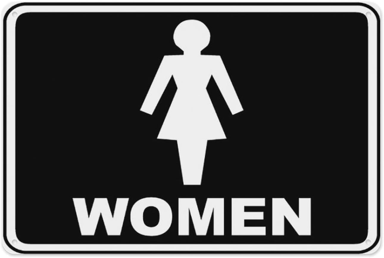 KWQDOZF Women Restroom Metal Sign Aluminum Warning Tin Signs 12x16 Inch