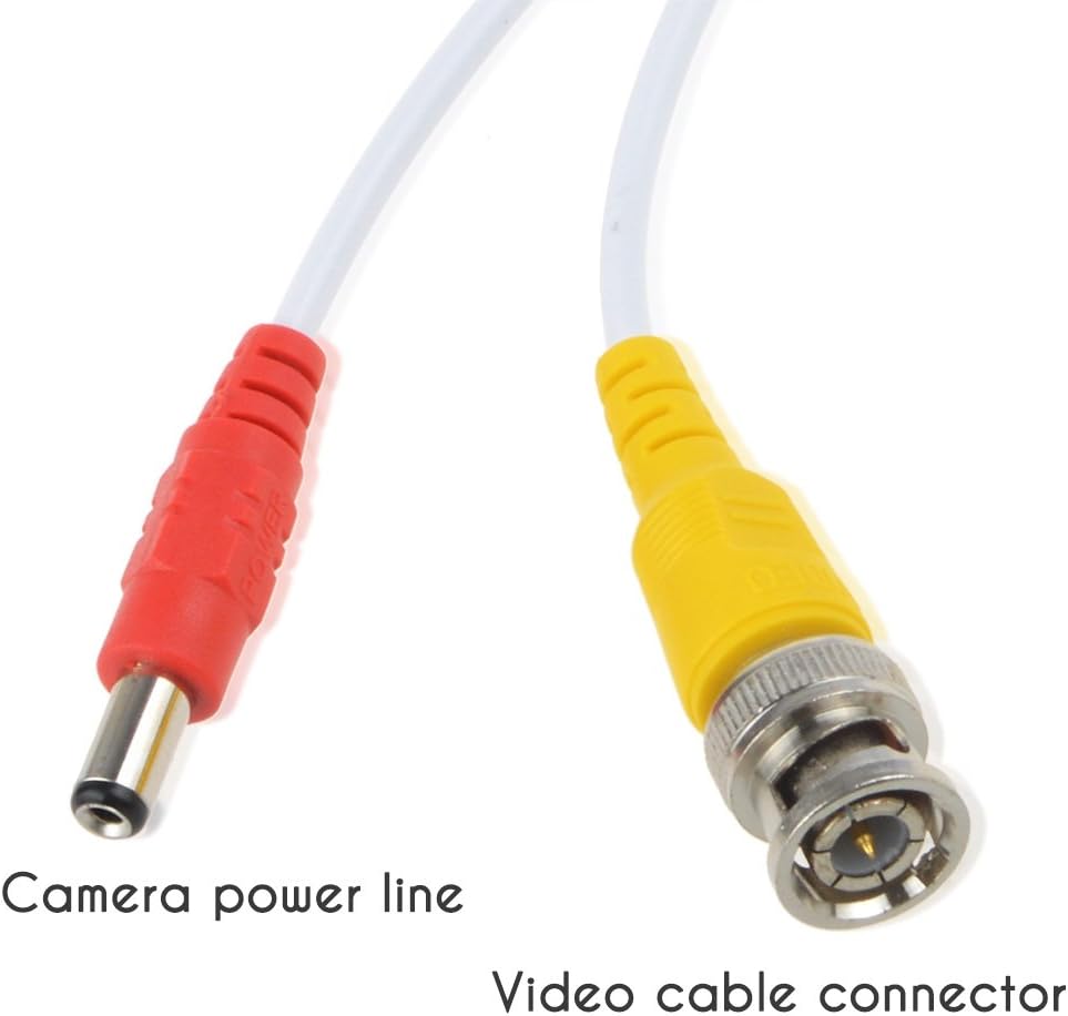 Flashmen 2-Pack 25ft HD Video Power Security Camera Cables Pre-Made All-in-One Extension Wire Cord with BNC Connectors for CCTV Security Camera (White)