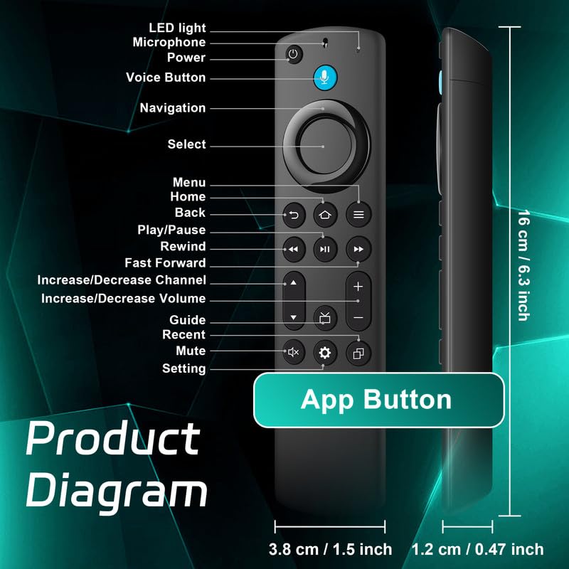Image of Replacement Firestick Remote for All Fire Series TVs Stick (2nd /3rd Gen), Universal TV Remote Compatible with Stick 4K Max /Omni /QLED Series & TVs Cube with Voice Control