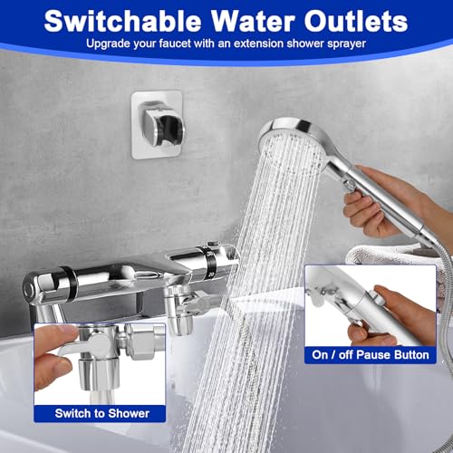 Cabezal de ducha para grifo de bañera con manguera de 79" para baño y jardín | Kit de extensión de ducha de mano con 6 modos de alta presión y manguera extraíble miniatura 3
