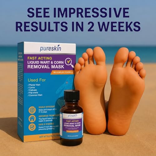 Image of PURESKIN Plantar Wart Corn Remover for Feet: 17% Salicylic Acid Wart Corn Removal Treatment for Corn, Plantar Wart, Common Wart & Flat Wart on Toes, Fingers, feet and Hand - 0.5 Fl Oz (Pack of 1)