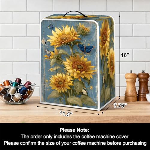 Image of Universal Coffee Maker Cover, Durable Polyester Lightweight Long-Lasting Dustproof Cotton Blend Appliance Protector for Kitchen Countertops (Yellow and Green)