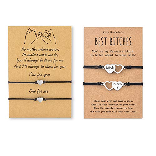 MANVEN Best Friend Bracelets Handmade Matching Friendship Wish String BFF Bracelet for 2