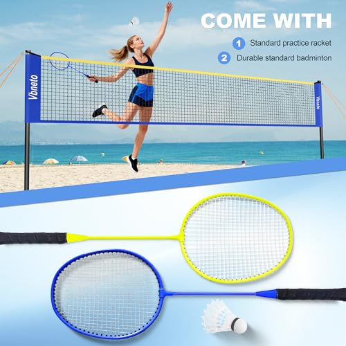 Image of Badminton Set, Portable Outdoor Anti-Sag System - Official 20ft x 5ft Easy Setup Durable Net with 4 Rackets, 3 Shuttlecocks & Carry Bag for Backyard, Lawn or Beach Fun
