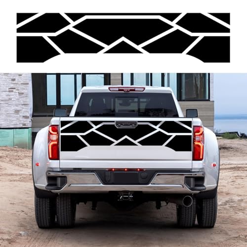 Image of 59 inch Racing Stripe Graphic Car Sticker for Truck Pickup Rear Decal Plaid Graphic Self-Adhesive Universal Decorative Sticker Trunk Lid Vinyl Car Decal Accessories(1PCS) (Black)