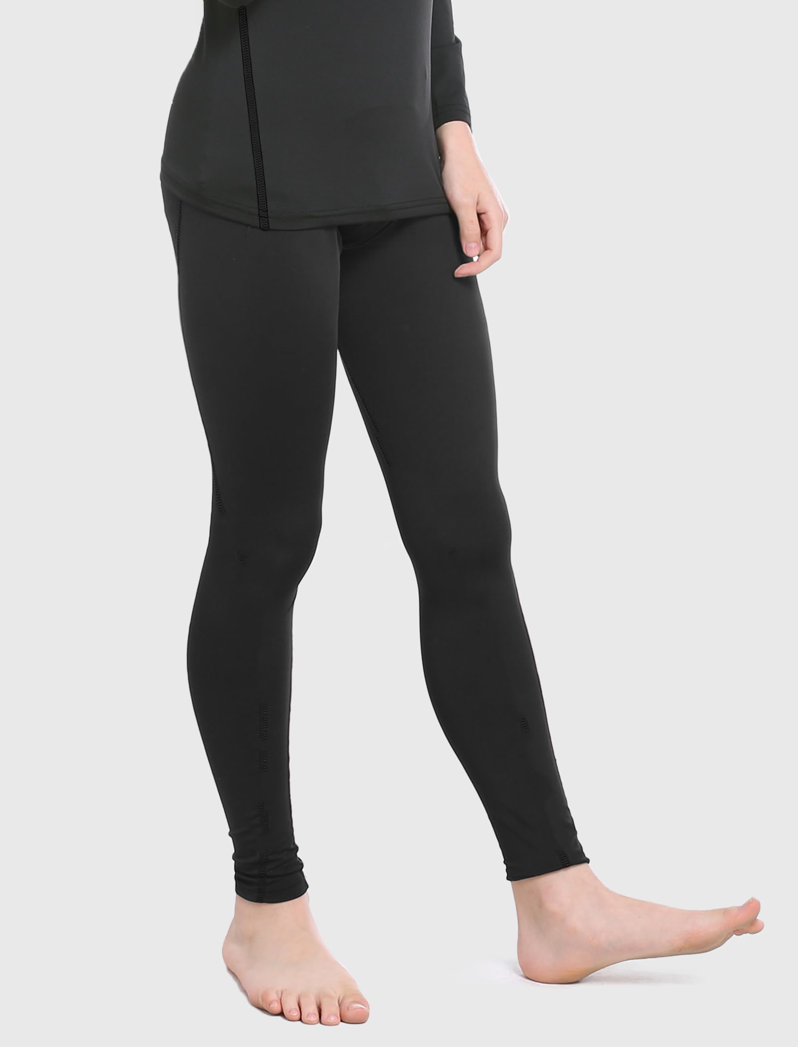 TELALEO Boys Thermal Compression Leggings Fleece Lined Cold Base Layer 3Black-M