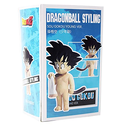 3.94 Inch Anime Dbz Son Goku Childhood With Bath Towel Pvc Action Figure Cartoon Kawaii Mini Model Toy Kids Gift Brinquedos #TOP2