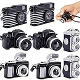 Hoarost 8 Pcs Mini Camera Prop Vintage Miniature Camera Model Small Digital Camera Ornament for Mini Decoration Accessories Photography Props
