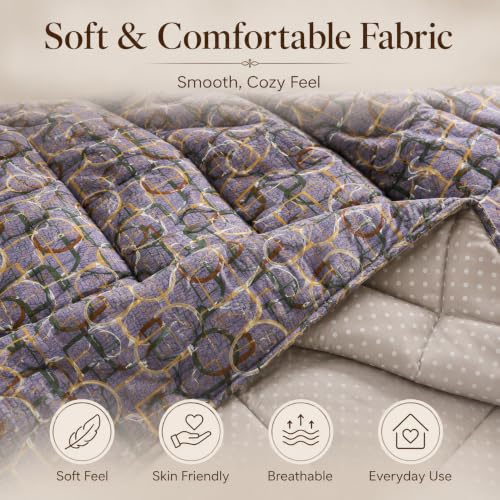 Image of Signature Reversible AC Comforter Set 350 GSM,Soft Microfibre King Size Quilt Blanket for Winter (Purple Rings, Double Bed)