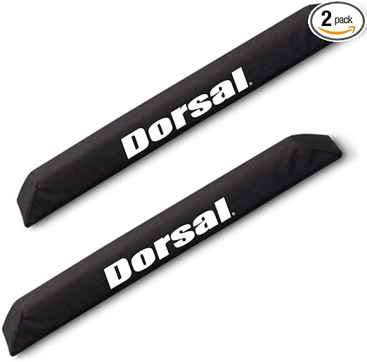 DORSAL Aero Roof Rack Pads for Factory and Wide Crossbars - Pack of 2 for Surfboards Kayaks Sups Snowboards Polyester 20" Inch Factory Aero Bars (Narrow) Black