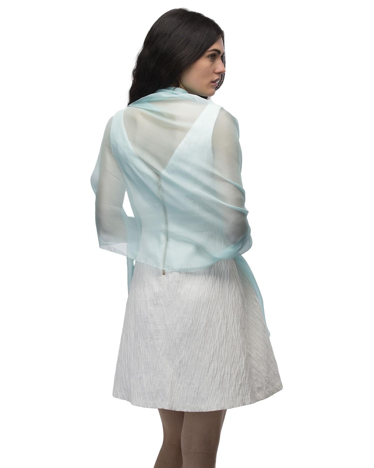 Basic Sense Large Plain Chiffon Shawl Scarf - Vibrant Sheer Accessory for Weddings and Evening Party, Aqua