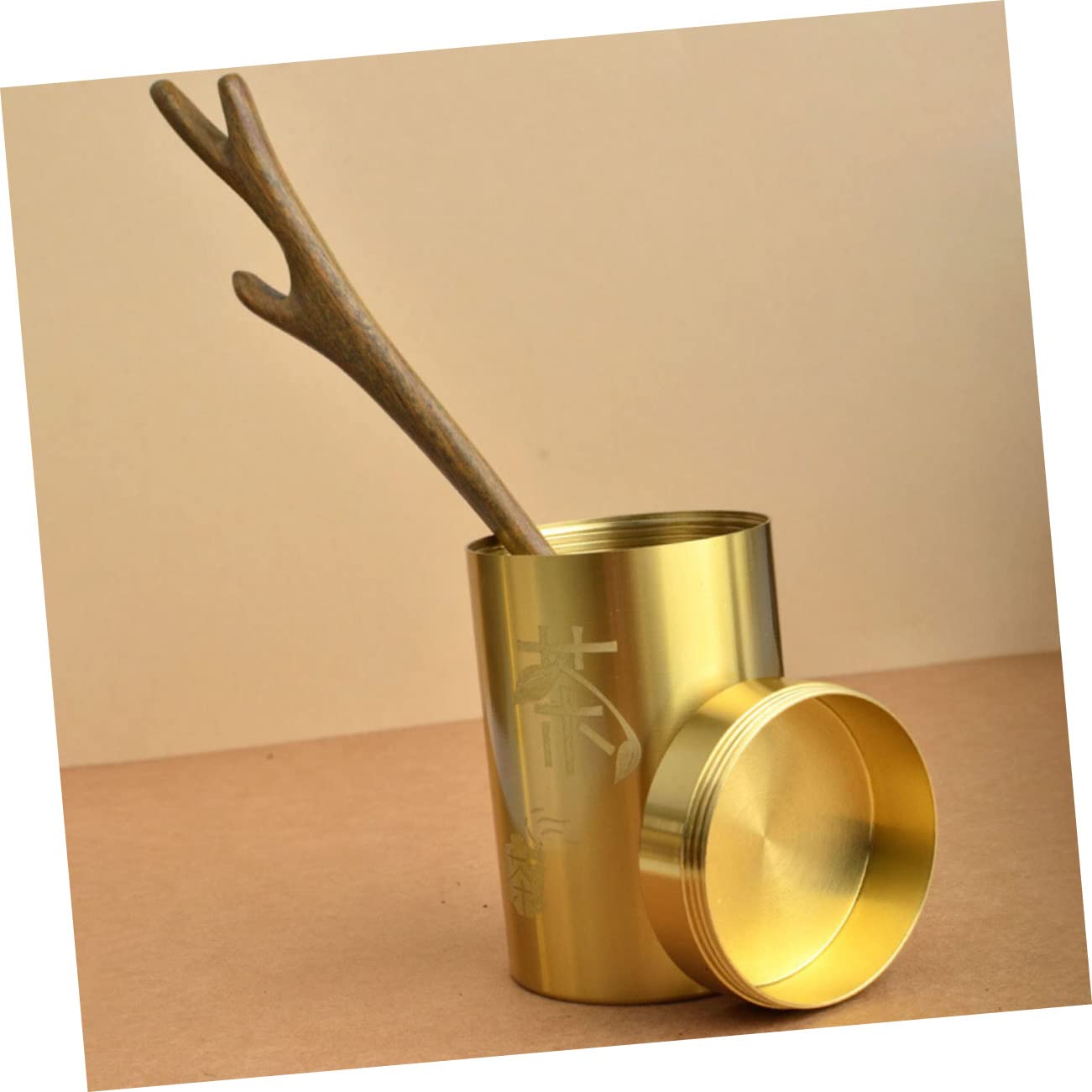 Zerodeko 2pcs Loose Leaf Tea Canister Brass Airtight Tea Storage Box Stylish Kitchen Organizer for Home Travel
