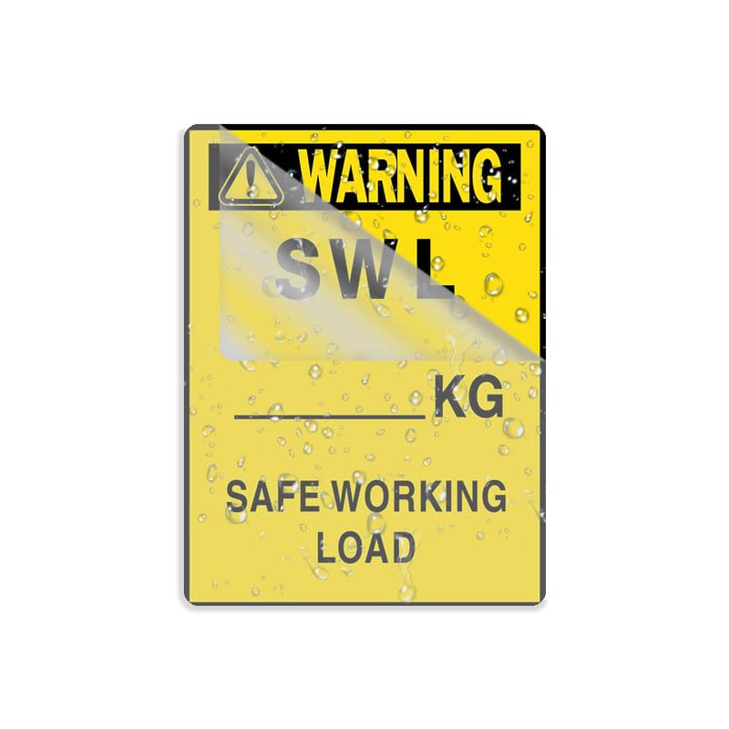 Acrylic Plastic Sign Warning Swl Safe Working Load Sign Rounded Corners Long Lasting with Double Sided Tape in The Back 8"X6" Inch