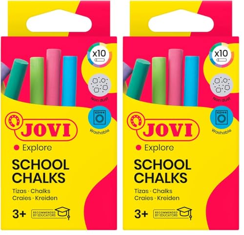 Jovi - Craies CLASSCOLOR, Boîte de 10 unités, Couleurs Assorties, Elles ne produisent Pas de poussière, Facile à Effacer et très résistante, sans Gluten...
