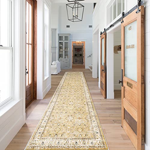 Hy Hao Yun Lai Non Slip Runners For Hallways,Washable Hallway Runner Rug,Long Ultra Soft Kitchen Runner Rug,Non Shedding Accent Farmhouse Runner Rugs (Gold, 2 X 12) #TOP14