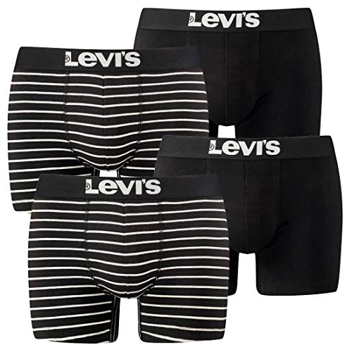 4er Pack Levis Men Vintage Stripe YD B Boxer Brief Boxershorts Unterhose Pant Unterwäsche, Farbe:884 - Jet Black, Bekleidungsgröße:XL