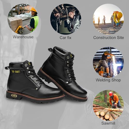 Image of Welding Work Boots for Men Women Slip on Steel Toe Safety Shoes Comfortable Indestructible Work Boots Puncture Proof Lightweight Breathable Construction Shoes