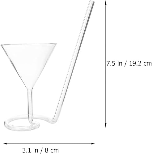 Miniatura 4 de Cabilock Copa de vino en espiral con pajilla, copa de vino tinto transparente para jugo de vino (transparente)