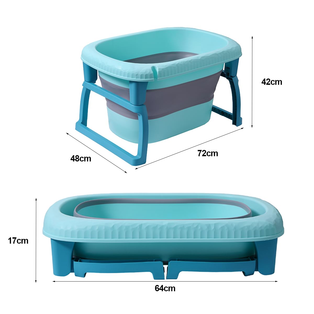 K IKIDO Bañera grande plegable para bebés de 0 a 72 meses Capazo ergonómico (324-azul)