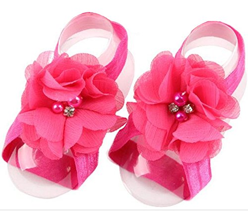 Toptim Baby Girl's Barefoot Sandals Flower for Newborn Toddlers (0-3T)4