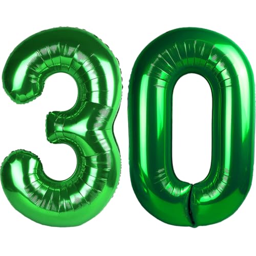 Image of Number Balloons Green Party Balloon - Giant Number 30 Balloon, 40 Inch Large Balloon for St. Patrick's Day Games Theme Birthday Decoration, Girls Boys Party Supplies