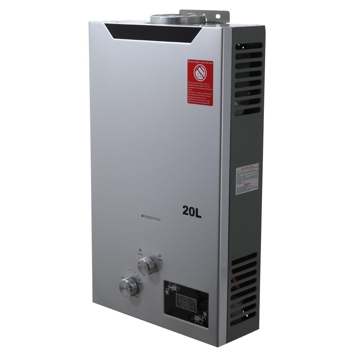 Scaldabagno a Gas GPL 20L, Scaldabagno Istantaneo a Propano, 40KW a Parete senza Serbatoio Scaldacqua Istantaneo Senza Serbatoio con Kit Doccia, Funziona a Bassa Pressione dellAcqua