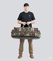 Vista 7 de Bolso de lona militar grande Mochila Equipo de equipo de engranaje de campo Bolsa de lona Bolsa de despliegue del ejército 85L Negro