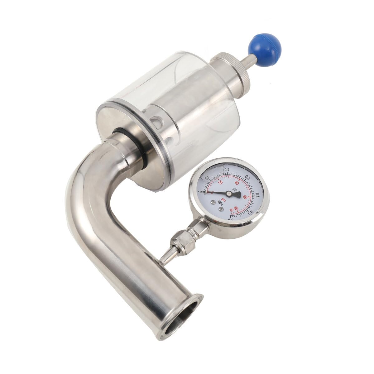 YILIKISS Sanitary Pressure Relief Valve,1.5 Tri Clamp Spunding Valve with Pressure Guage, Fermenter Air Release Bunging Pressure Device 0.2-2.2 Bar