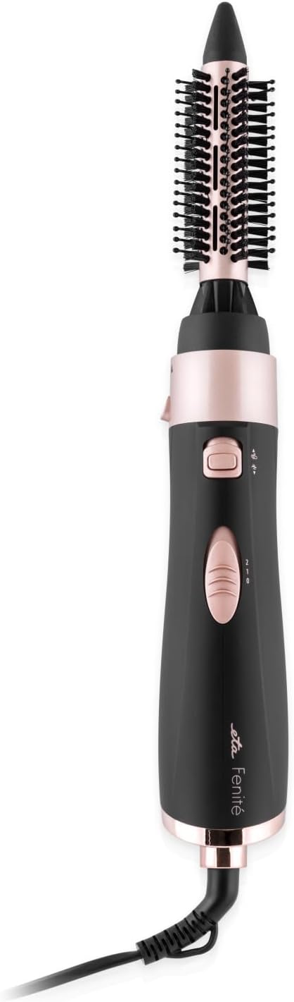 Warmeluchtborstel Fenite I Black Edition, 1000 W, ionisatiefunctie, koude lucht, 2 snelheden, ronde borstel 21 mm, asopzetstuk 33 mm, netsnoer 1,75 m, reisetui