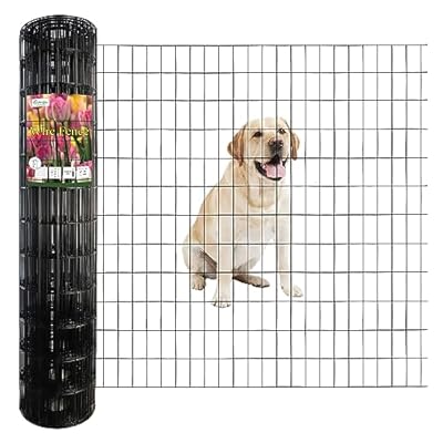 FOREHOGAR Black PVC Coated Welded Wire Fence 48 Inch x 50 Foot, 2 Inch x 4 Inch 14GA, Garden Border Fencing Roll Vinyl Coating Metal Wire Mesh Hardware Cloth for Yard Vegetable Plant Protection