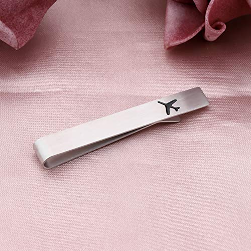 LQRI Airplane Tie Clip Pilot Gift Fly Safe Tie Clip Aviation Gifts Traveling Long Distance Relationship Gift for Men (Airplane)3