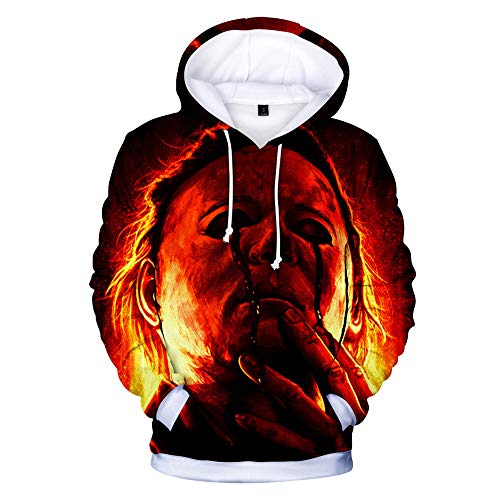 SHANYUR Sudaderas con Capucha para Hombre 3D Impreso Graffiti Bolsillos con cordón Sudaderas de Mangas Largas Michael Myers Halloween Jersey Unisex PeriféRico con Capucha XXS-XXXL