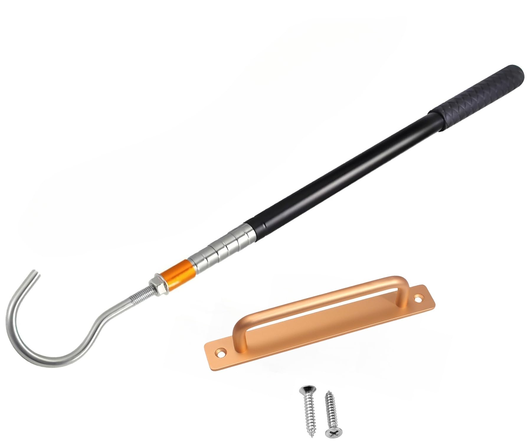 WYBDANS Attic Ladder Pull Down System Kit,Telescopic Pull Rod Pole Up to 60in Extension with Aluminum Alloy Handle and Stainless Steel Hook for Attic