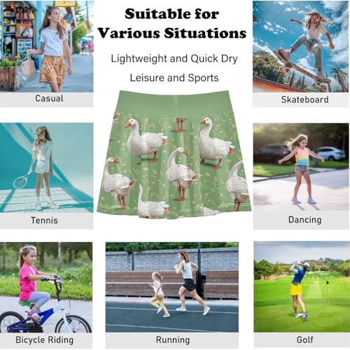 visesunny Girl's Golf Skirt Athletic Leaf Grassland Goose Tennis Skort Sport Activewear with Double Layer Pockets4