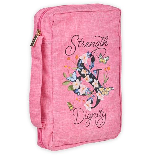 Image of Christian Art Gifts Polyester Bible Cover for Women: Strength & Dignity