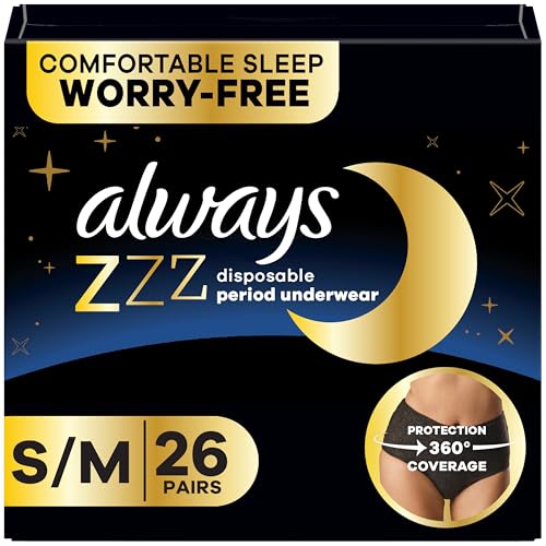 Image of Always ZZZs Disposable Period Underwear, Size S/M, Absorbs 5X More Than an Ultra Thin Overnight Pad, Comfortable Sleep Worry-Free Nights 26 Count