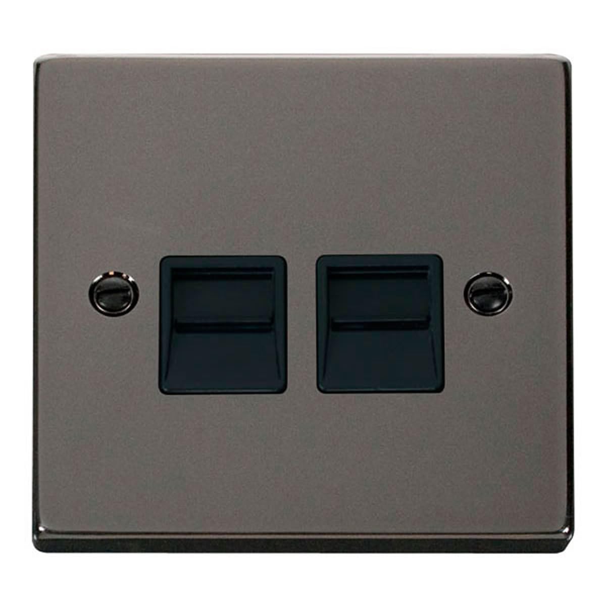 Click Black Nickel Master Telephone Twin Socket
